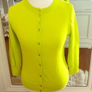 JCREW: Clare Cardigan COLOR:  Chartreuse